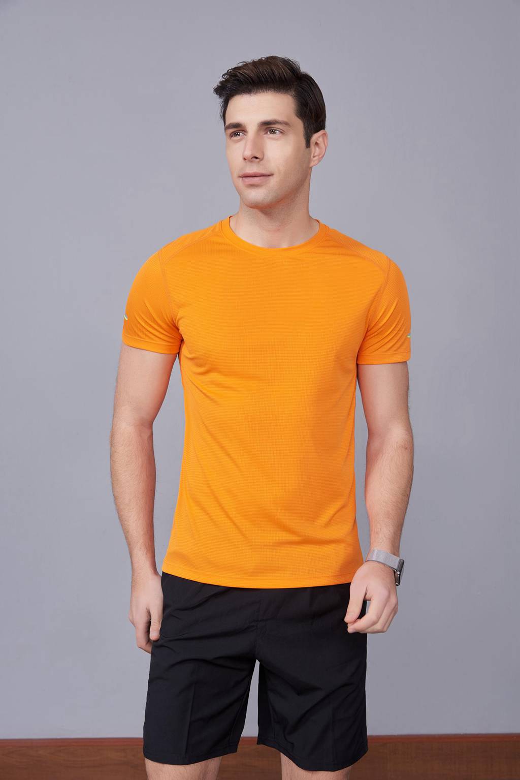 春夏季潮流新品 男女短袖上衣 时尚纯棉运动T恤衫 橘色
