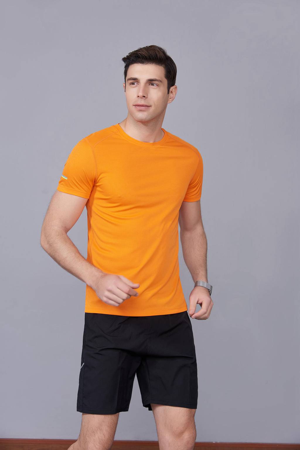 春夏季潮流新品 男女短袖上衣 时尚纯棉运动T恤衫 橘色