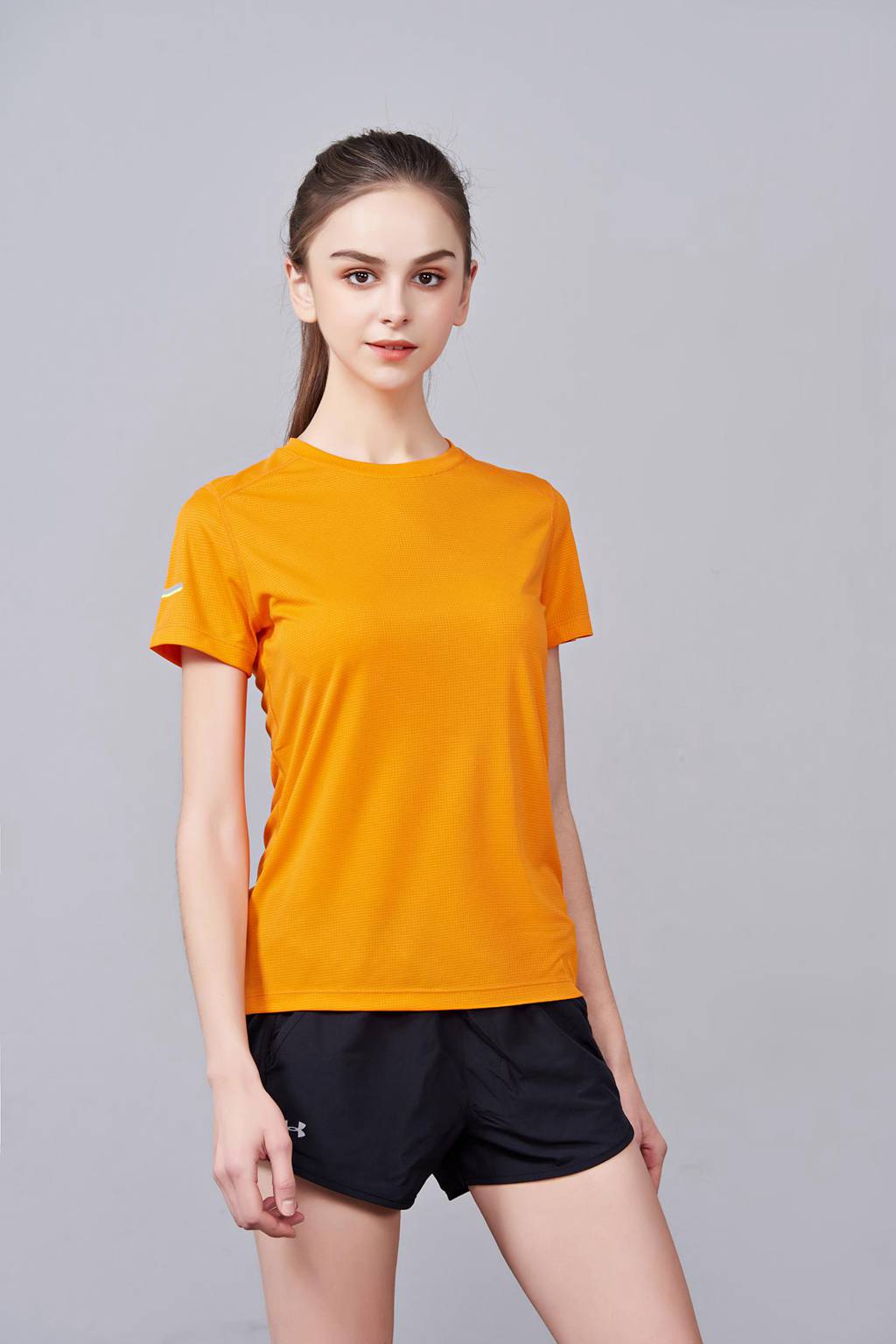 春夏季潮流新品 男女短袖上衣 时尚纯棉运动T恤衫 橘色