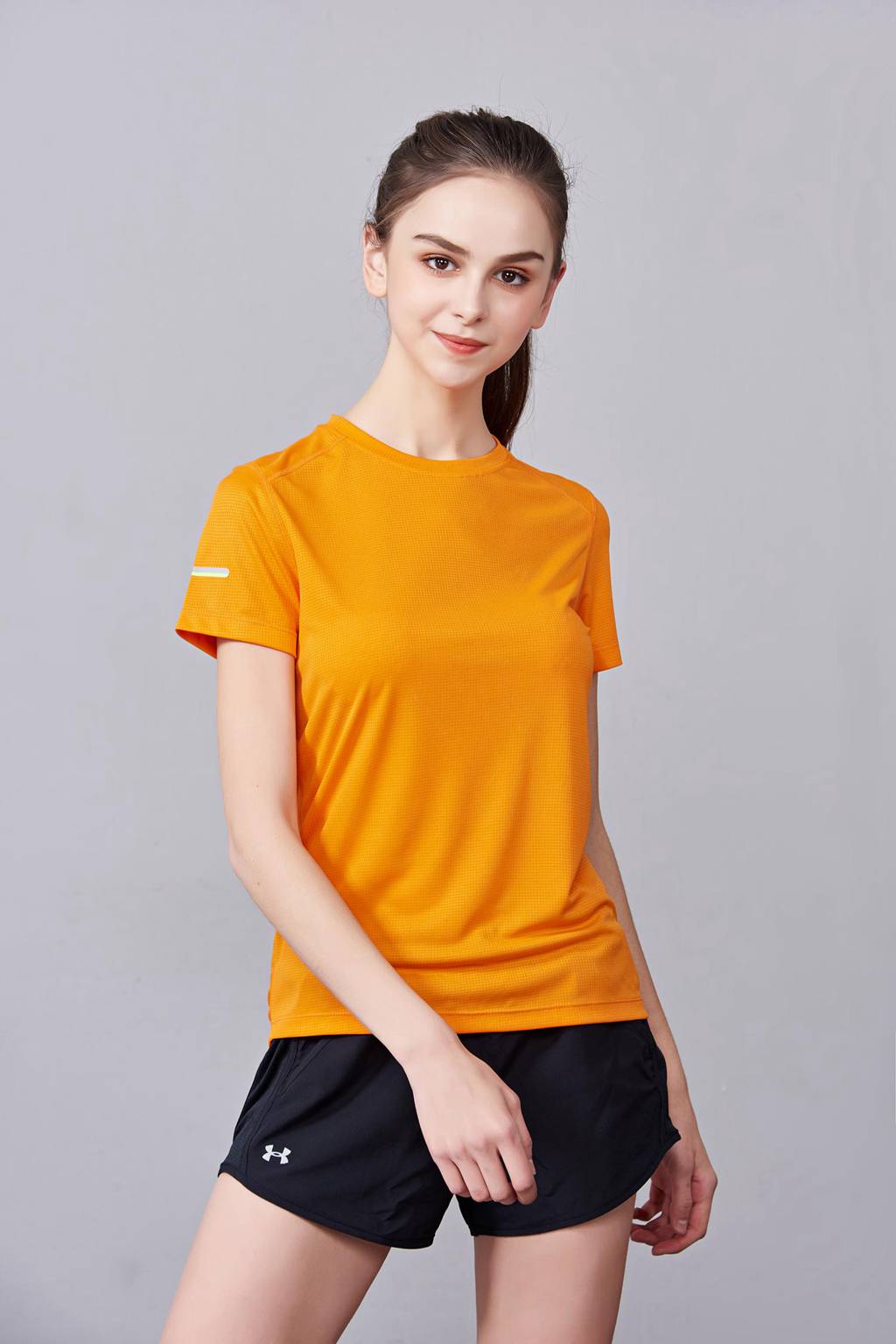 春夏季潮流新品 男女短袖上衣 时尚纯棉运动T恤衫 橘色