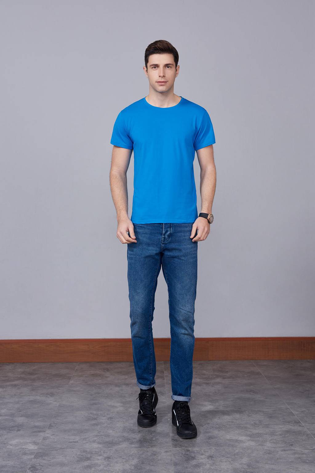 速干t恤定制 可定做印logo文化衫 新品湖蓝色上市