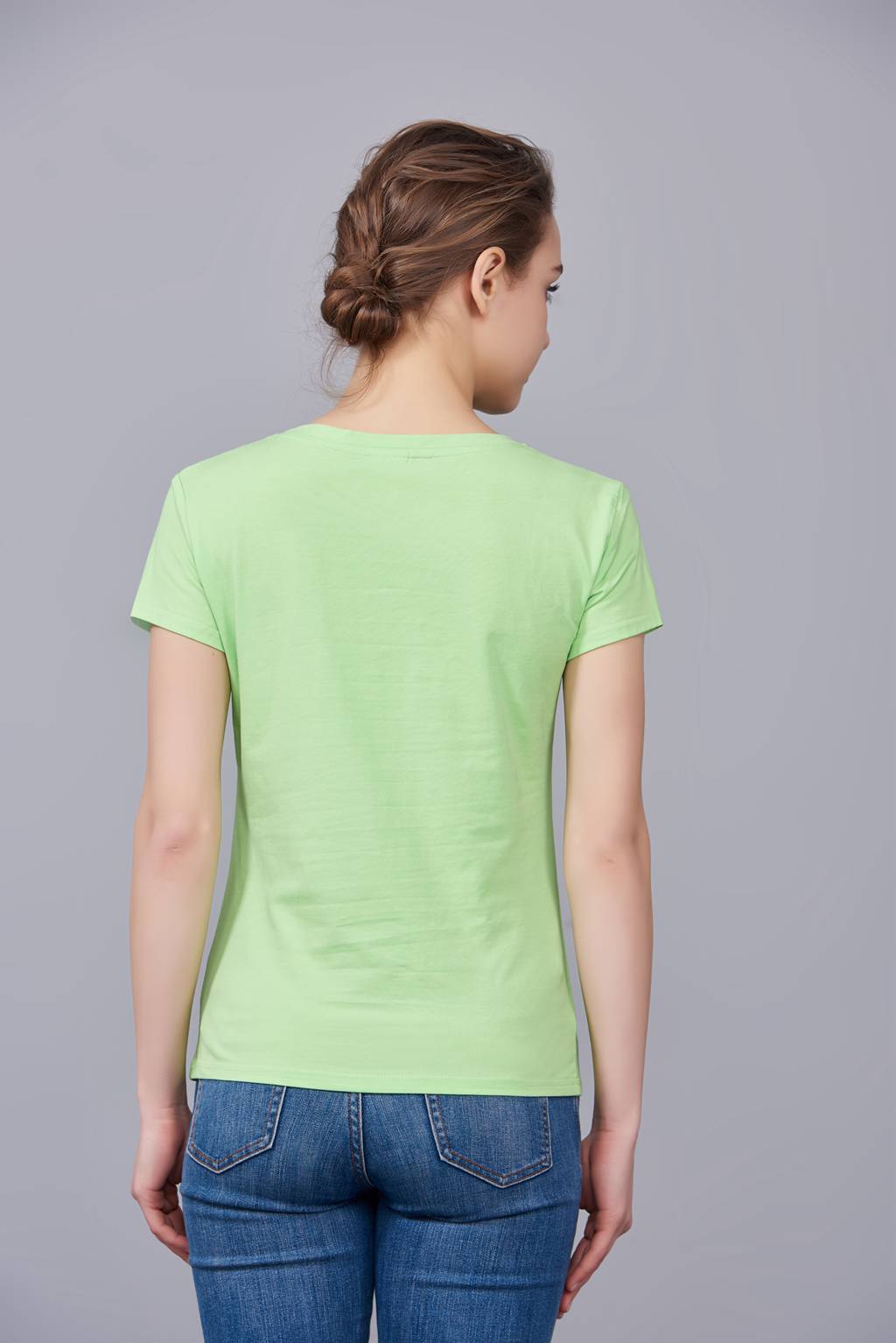 中国风简约潮流亲子装短袖T恤衫 夏季 果绿色运动情侣装