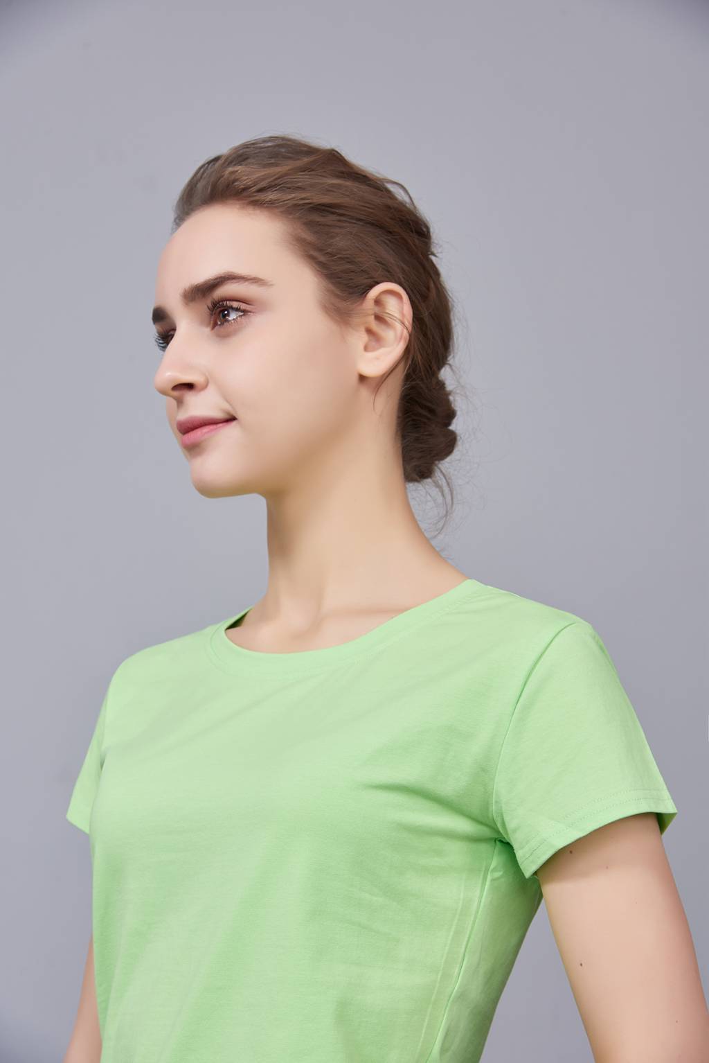 中国风简约潮流亲子装短袖T恤衫 夏季 果绿色运动情侣装